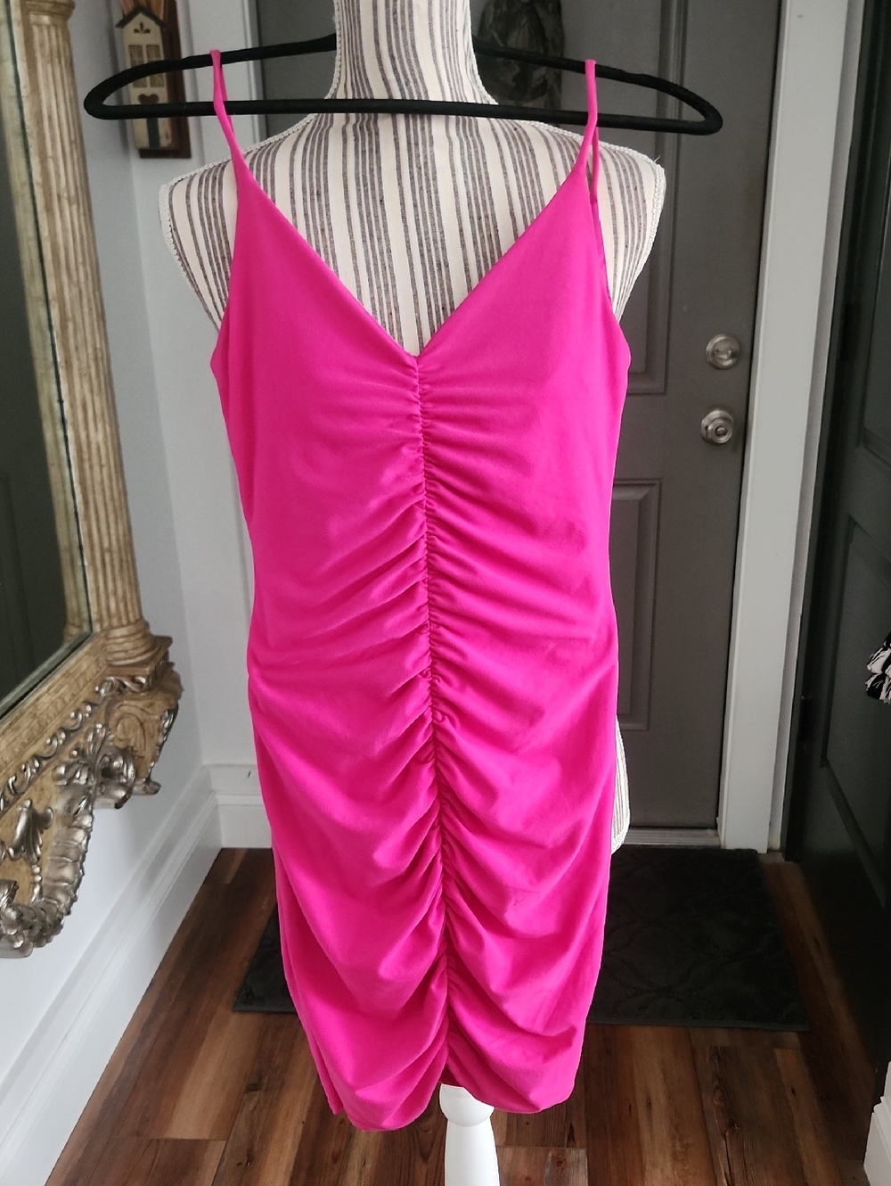 Blue Blush Bright Fuchsia Ruched Dress